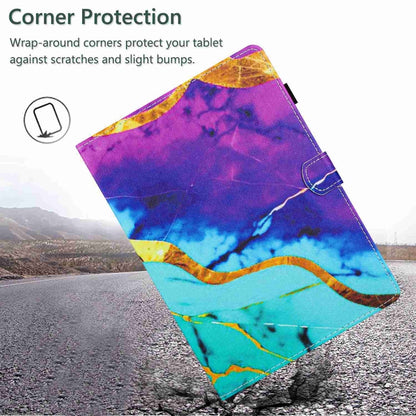 For Samsung Galaxy Tab S6 Lite P610 Marble Pattern Stitching Smart Leather Tablet Case(Purple Blue) by bashfashion