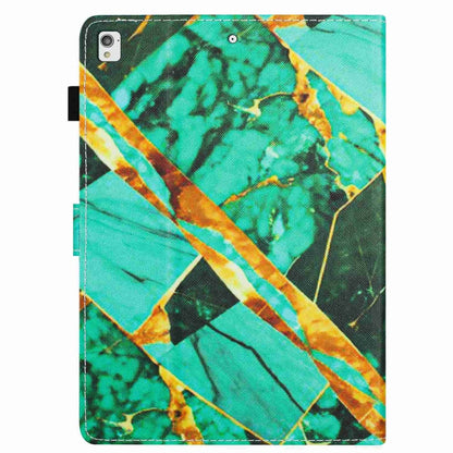 For Samsung Galaxy Tab A7 2020 T500 Marble Pattern Stitching Smart Leather Tablet Case(Gold Green) by bashfashion