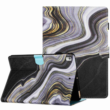 For Samsung Galaxy Tab A7 2020 T500 Marble Pattern Stitching Smart Leather Tablet Case(Black Gold) by bashfashion