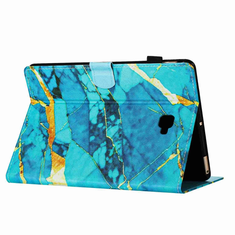 For Samsung Galaxy Tab A 10.1 T580 Marble Pattern Stitching Smart Leather Tablet Case(Gold Blue) by bashfashion