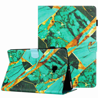 For Samsung Galaxy Tab A 10.1 T580 Marble Pattern Stitching Smart Leather Tablet Case(Gold Green) by bashfashion