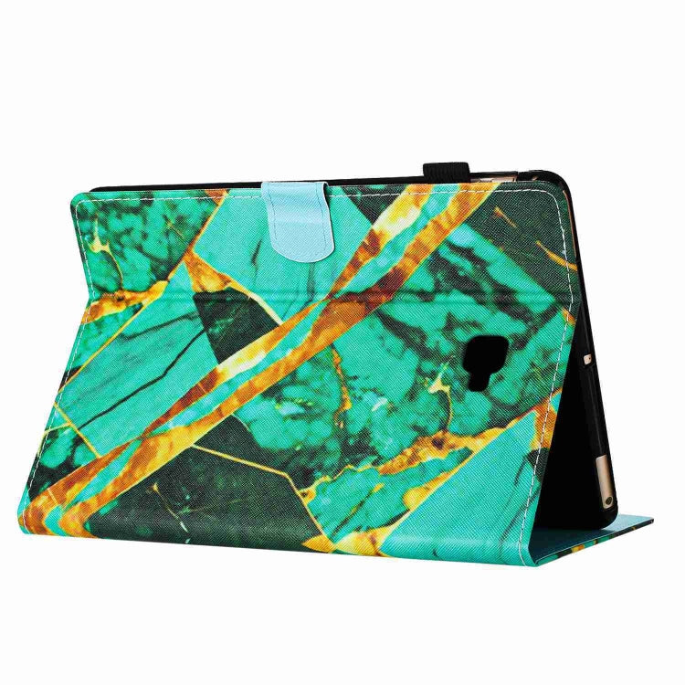 For Samsung Galaxy Tab A 10.1 T580 Marble Pattern Stitching Smart Leather Tablet Case(Gold Green) by bashfashion