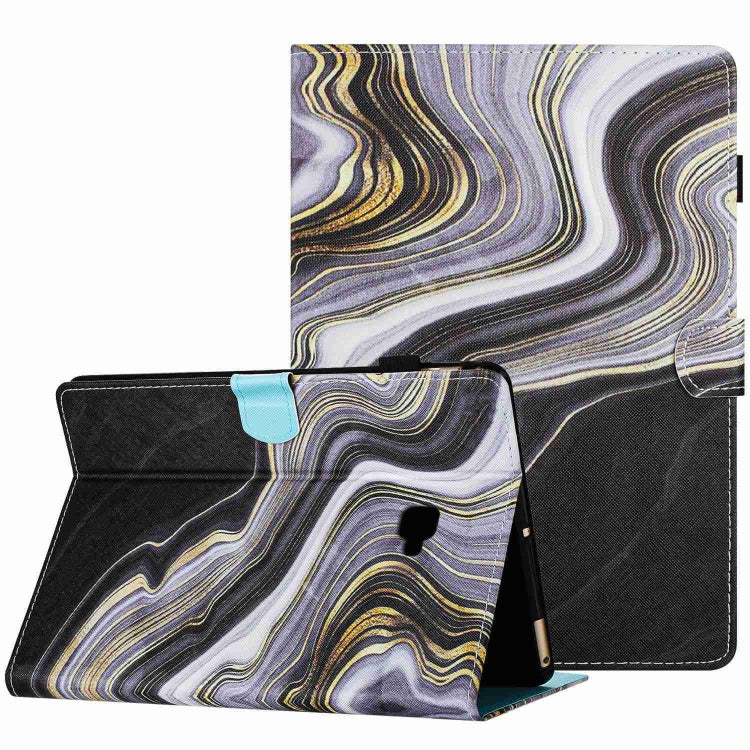 For Samsung Galaxy Tab A 10.1 T580 Marble Pattern Stitching Smart Leather Tablet Case(Black Gold) by bashfashion