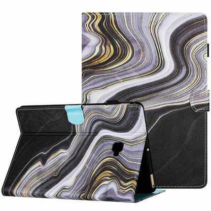 For Samsung Galaxy Tab A 10.1 T580 Marble Pattern Stitching Smart Leather Tablet Case(Black Gold) by bashfashion