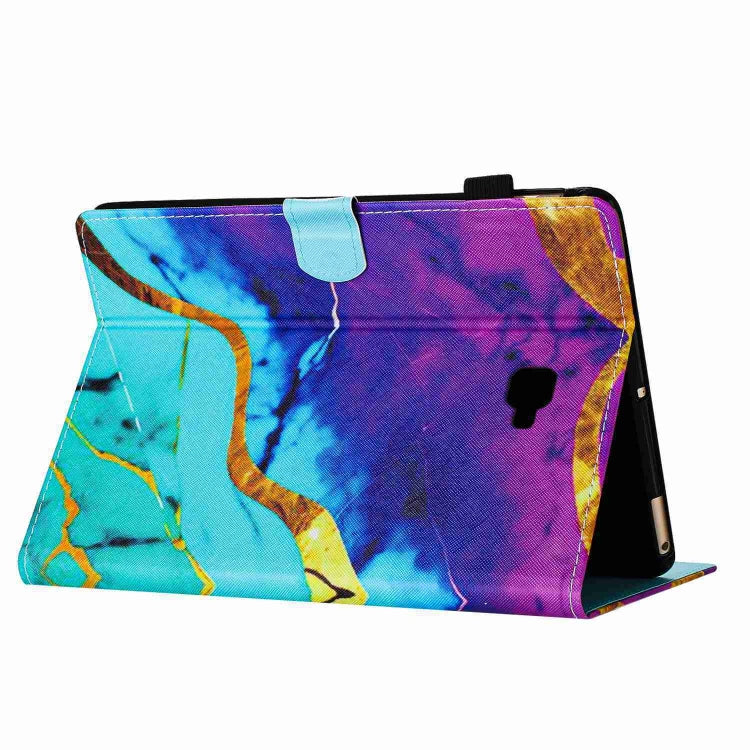For Samsung Galaxy Tab A 10.1 T580 Marble Pattern Stitching Smart Leather Tablet Case(Purple Blue) by bashfashion