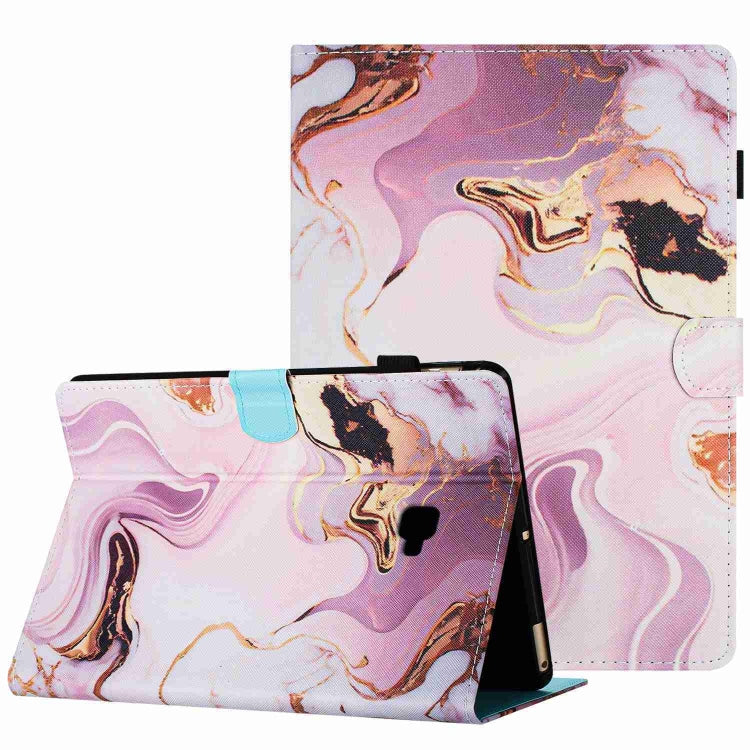 For Samsung Galaxy Tab A 10.1 T580 Marble Pattern Stitching Smart Leather Tablet Case(Gold Pink) by bashfashion