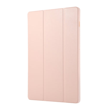 For Samsung Galaxy Tab S9 FE+ 3-Fold Pure Color TPU Leather Tablet Case with Pen Slot(Pink) by bashfashion