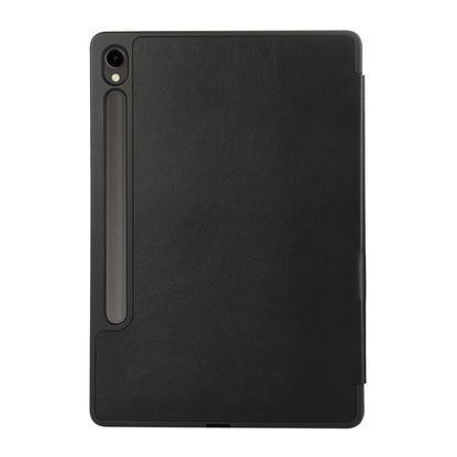 For Samsung Galaxy Tab S10 FE / S9 FE 3-Fold Pure Color TPU Leather Tablet Case with Pen Slot(Black) by bashfashion