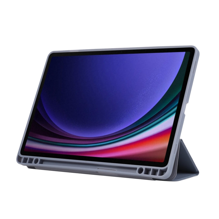 For Samsung Galaxy Tab S10 FE / S9 FE 3-Fold Pure Color TPU Leather Tablet Case with Pen Slot(Lavender) by bashfashion