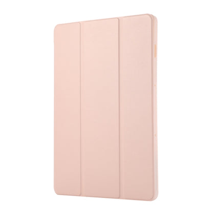 For Samsung Galaxy Tab S10 FE / S9 FE 3-Fold Pure Color TPU Leather Tablet Case with Pen Slot(Pink) by bashfashion