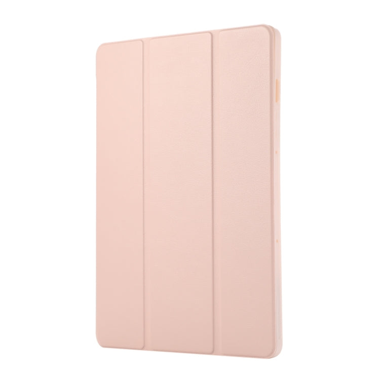 For Samsung Galaxy Tab S10 FE / S9 3-Fold Pure Color TPU Leather Tablet Case with Pen Slot(Pink) by bashfashion