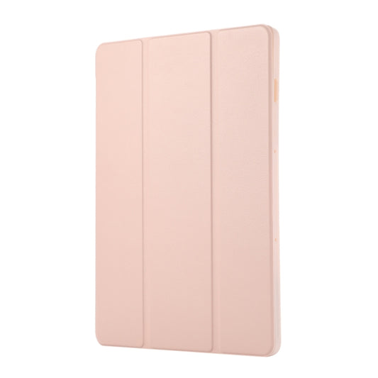 For Samsung Galaxy Tab S10 FE / S9 3-Fold Pure Color TPU Leather Tablet Case with Pen Slot(Pink) by bashfashion