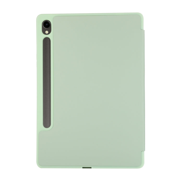 For Samsung Galaxy Tab S10 FE / S9 3-Fold Pure Color TPU Leather Tablet Case with Pen Slot(Green) by bashfashion