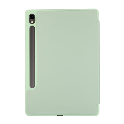 For Samsung Galaxy Tab S10 FE / S9 3-Fold Pure Color TPU Leather Tablet Case with Pen Slot(Green) by bashfashion