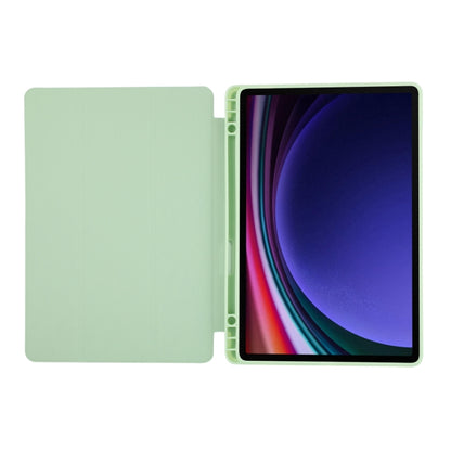 For Samsung Galaxy Tab S10 FE / S9 3-Fold Pure Color TPU Leather Tablet Case with Pen Slot(Green) by bashfashion