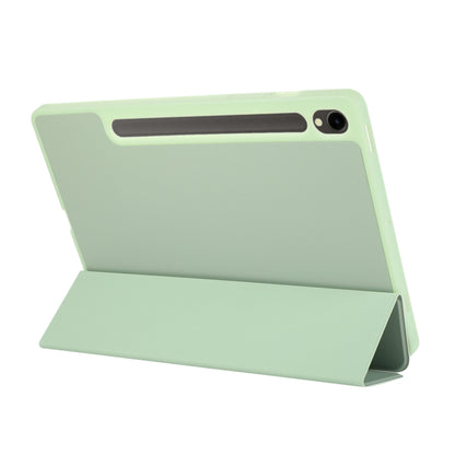 For Samsung Galaxy Tab S10 FE / S9 3-Fold Pure Color TPU Leather Tablet Case with Pen Slot(Green) by bashfashion