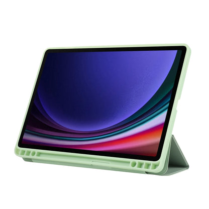 For Samsung Galaxy Tab S10 FE / S9 3-Fold Pure Color TPU Leather Tablet Case with Pen Slot(Green) by bashfashion