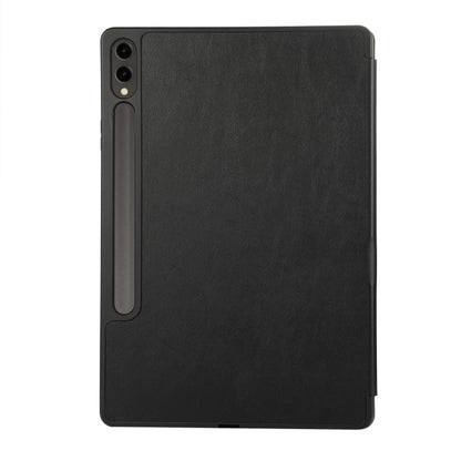 For Samsung Galaxy Tab S9+ / S10+ 3-Fold Pure Color TPU Leather Tablet Case with Pen Slot(Black) by bashfashion