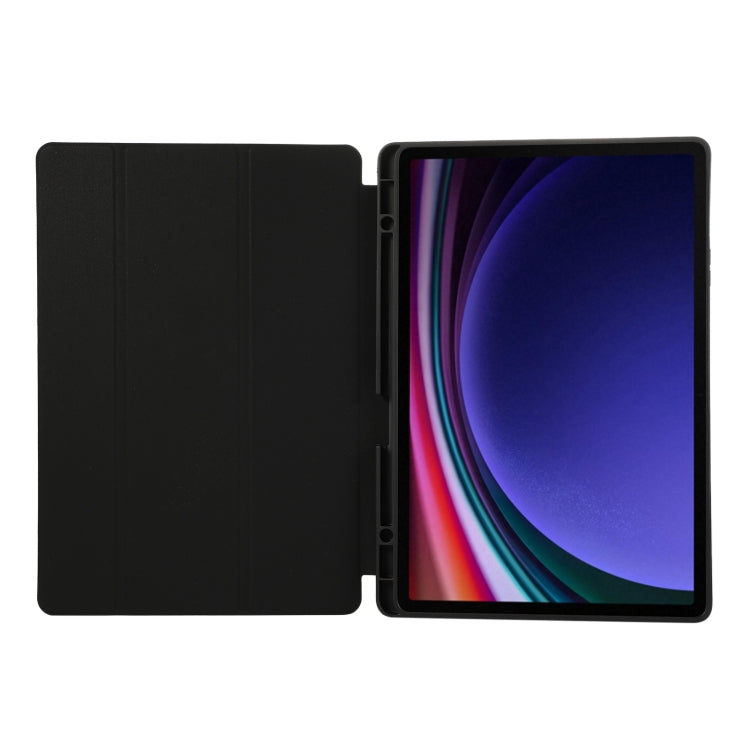 For Samsung Galaxy Tab S9+ / S10+ 3-Fold Pure Color TPU Leather Tablet Case with Pen Slot(Black) by bashfashion