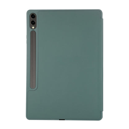 For Samsung Galaxy Tab S9+ / S10+ 3-Fold Pure Color TPU Leather Tablet Case with Pen Slot(Dark Green) by bashfashion