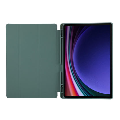 For Samsung Galaxy Tab S9+ / S10+ 3-Fold Pure Color TPU Leather Tablet Case with Pen Slot(Dark Green) by bashfashion