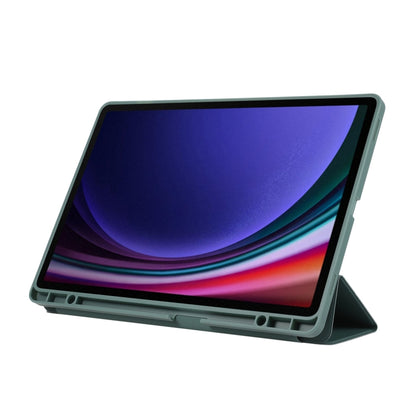 For Samsung Galaxy Tab S9+ / S10+ 3-Fold Pure Color TPU Leather Tablet Case with Pen Slot(Dark Green) by bashfashion