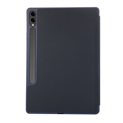 For Samsung Galaxy Tab S9+ / S10+ 3-Fold Pure Color TPU Leather Tablet Case with Pen Slot(Dark Blue) by bashfashion