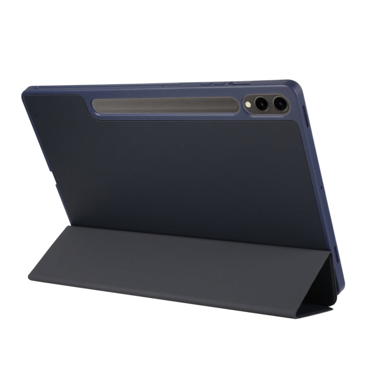 For Samsung Galaxy Tab S9+ / S10+ 3-Fold Pure Color TPU Leather Tablet Case with Pen Slot(Dark Blue) by bashfashion