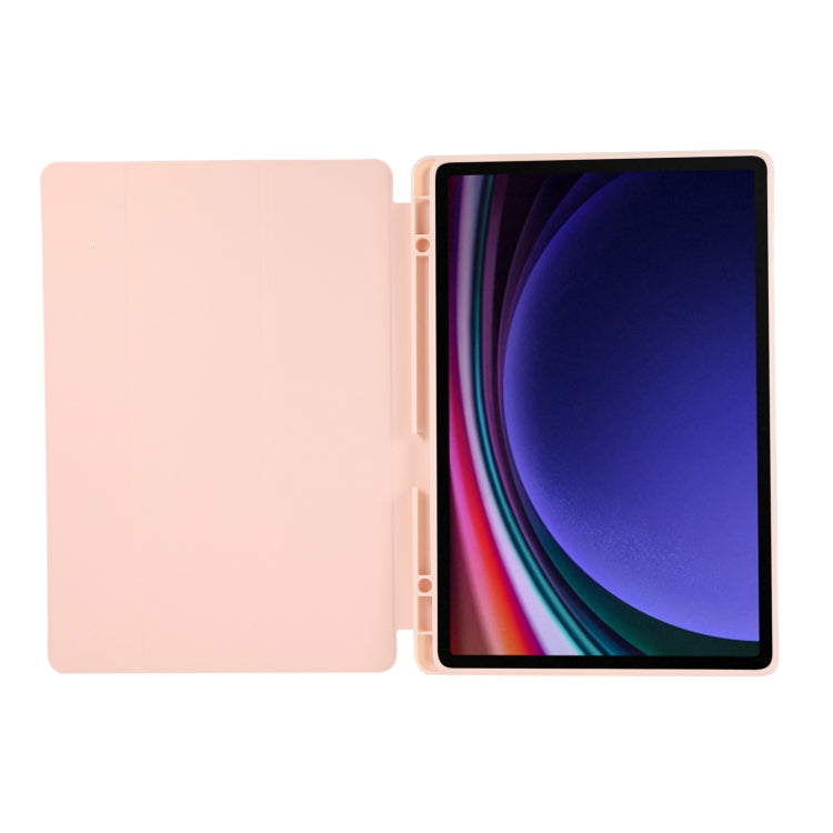 For Samsung Galaxy Tab S9+ / S10+ 3-Fold Pure Color TPU Leather Tablet Case with Pen Slot(Pink) by bashfashion