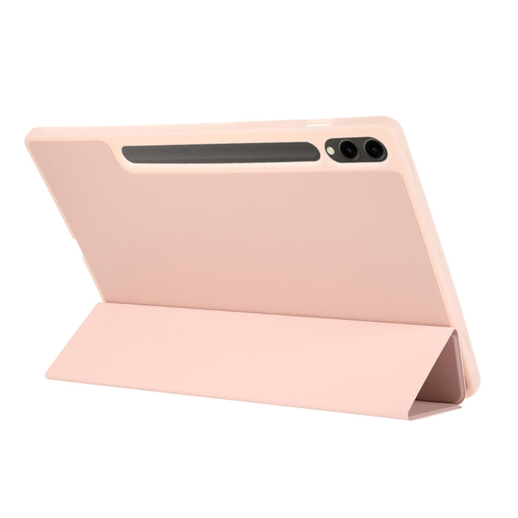 For Samsung Galaxy Tab S9+ / S10+ 3-Fold Pure Color TPU Leather Tablet Case with Pen Slot(Pink) by bashfashion