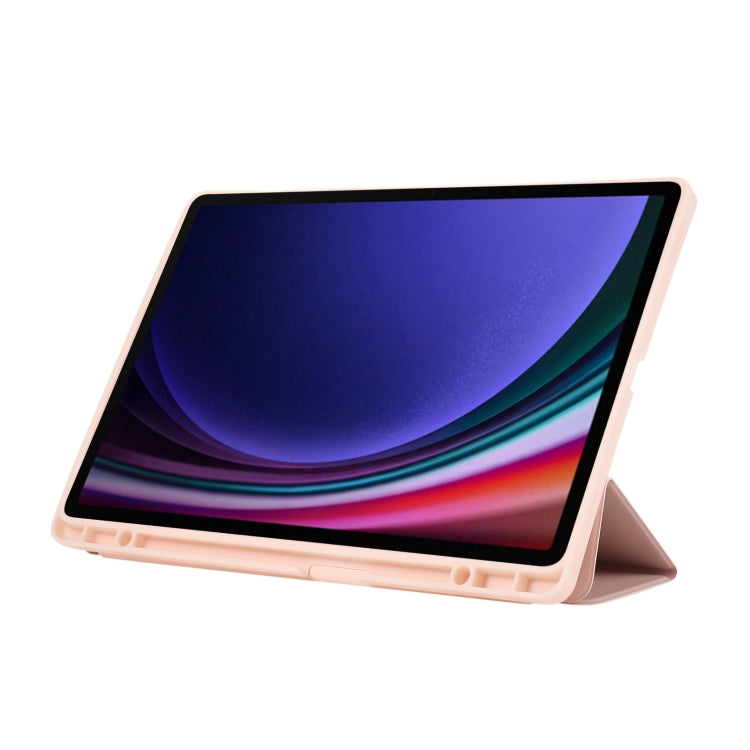 For Samsung Galaxy Tab S9+ / S10+ 3-Fold Pure Color TPU Leather Tablet Case with Pen Slot(Pink) by bashfashion