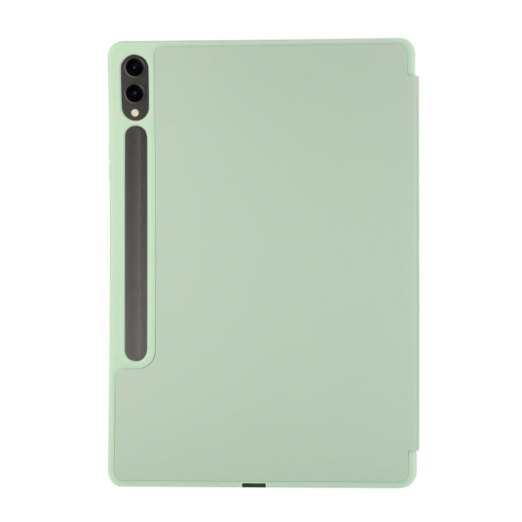 For Samsung Galaxy Tab S9+ / S10+ 3-Fold Pure Color TPU Leather Tablet Case with Pen Slot(Green) by bashfashion