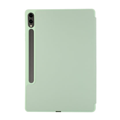 For Samsung Galaxy Tab S9+ / S10+ 3-Fold Pure Color TPU Leather Tablet Case with Pen Slot(Green) by bashfashion