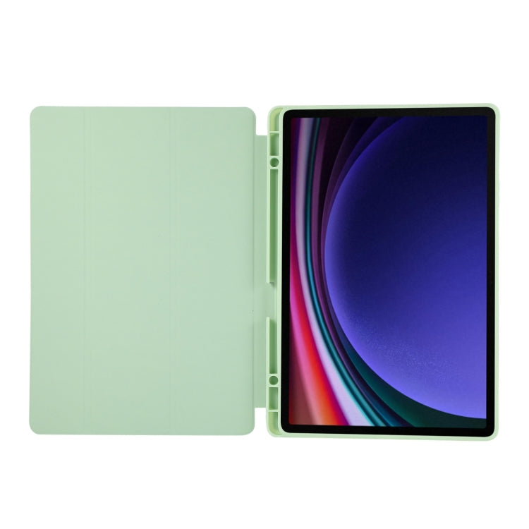 For Samsung Galaxy Tab S9+ / S10+ 3-Fold Pure Color TPU Leather Tablet Case with Pen Slot(Green) by bashfashion