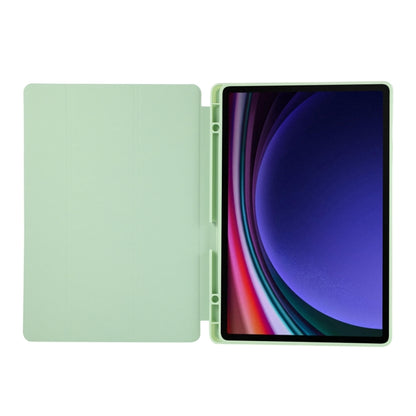 For Samsung Galaxy Tab S9+ / S10+ 3-Fold Pure Color TPU Leather Tablet Case with Pen Slot(Green) by bashfashion