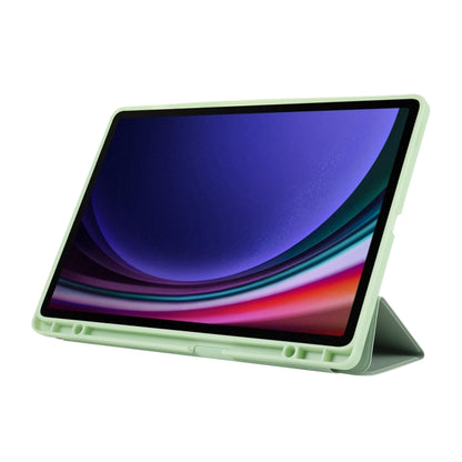 For Samsung Galaxy Tab S9+ / S10+ 3-Fold Pure Color TPU Leather Tablet Case with Pen Slot(Green) by bashfashion