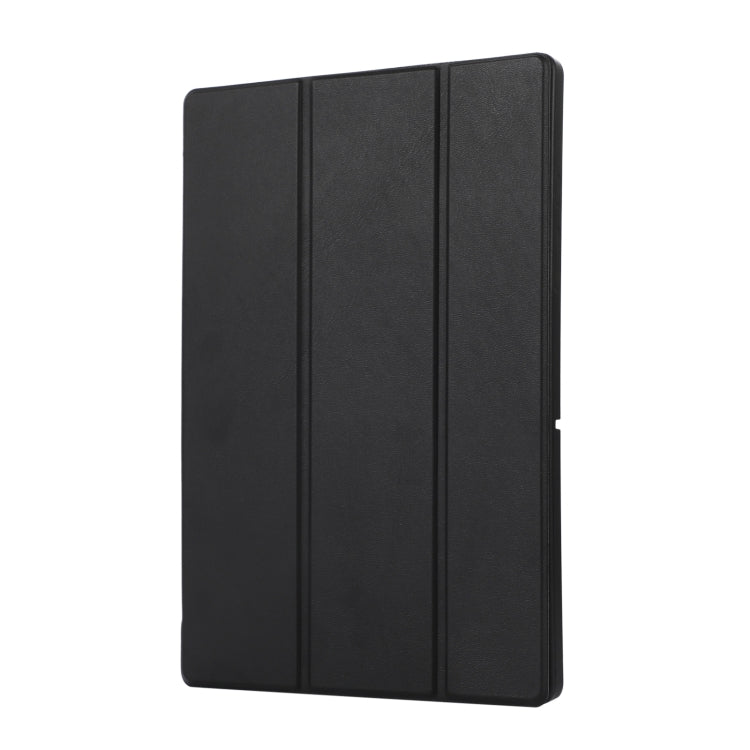 For Samsung Galaxy Tab A9+ 3-Fold Pure Color TPU Leather Tablet Case with Pen Slot(Black) by bashfashion