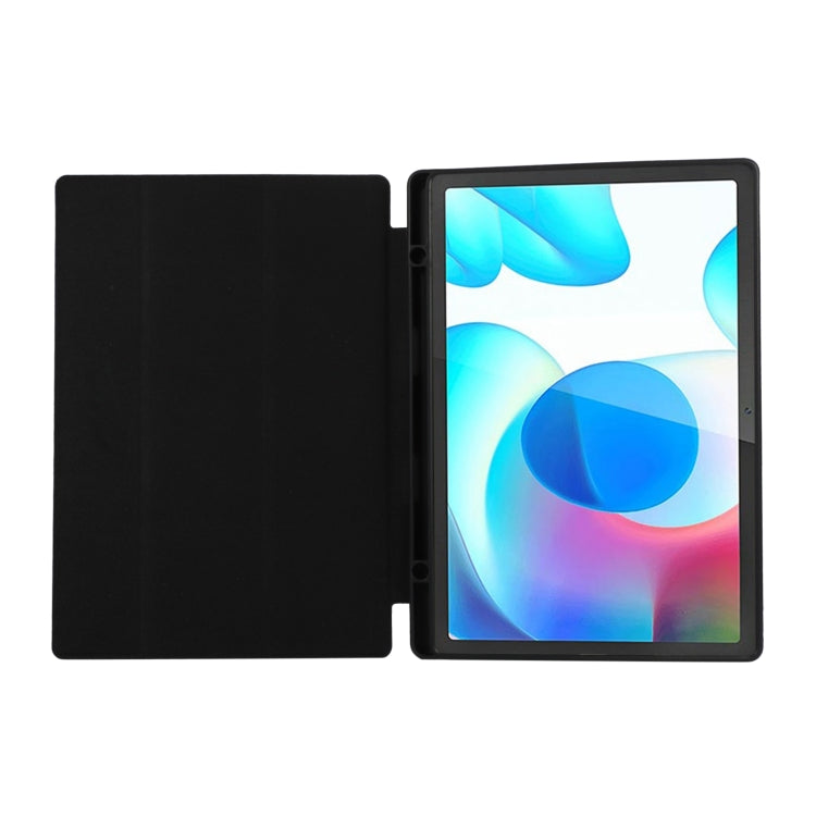 For Samsung Galaxy Tab A9+ 3-Fold Pure Color TPU Leather Tablet Case with Pen Slot(Black) by bashfashion