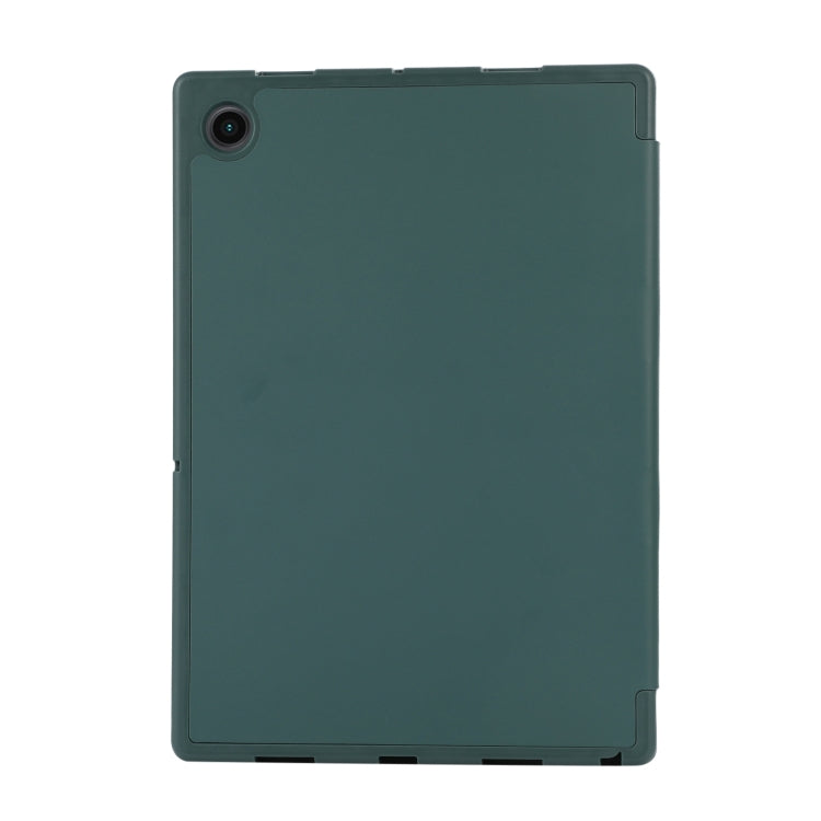 For Samsung Galaxy Tab A9+ 3-Fold Pure Color TPU Leather Tablet Case with Pen Slot(Dark Green) by bashfashion