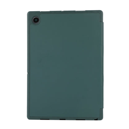For Samsung Galaxy Tab A9+ 3-Fold Pure Color TPU Leather Tablet Case with Pen Slot(Dark Green) by bashfashion