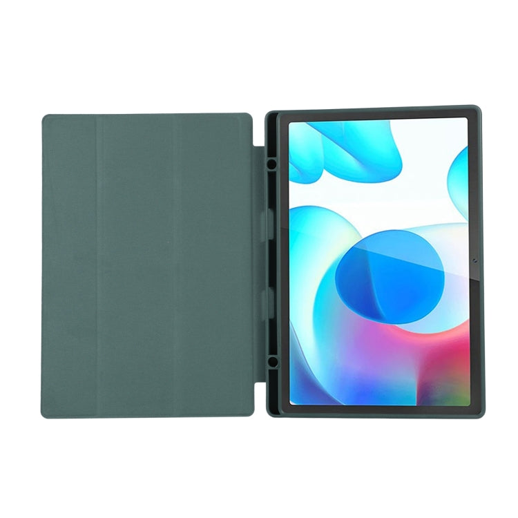 For Samsung Galaxy Tab A9+ 3-Fold Pure Color TPU Leather Tablet Case with Pen Slot(Dark Green) by bashfashion
