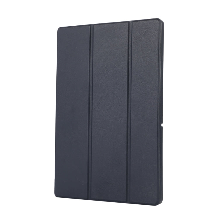 For Samsung Galaxy Tab A9+ 3-Fold Pure Color TPU Leather Tablet Case with Pen Slot(Dark Blue) by bashfashion