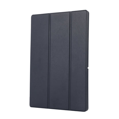 For Samsung Galaxy Tab A9+ 3-Fold Pure Color TPU Leather Tablet Case with Pen Slot(Dark Blue) by bashfashion