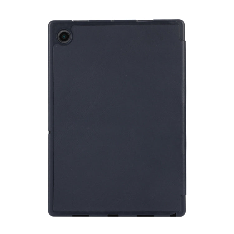 For Samsung Galaxy Tab A9+ 3-Fold Pure Color TPU Leather Tablet Case with Pen Slot(Dark Blue) by bashfashion
