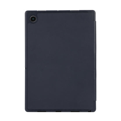 For Samsung Galaxy Tab A9+ 3-Fold Pure Color TPU Leather Tablet Case with Pen Slot(Dark Blue) by bashfashion