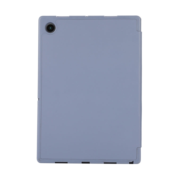 For Samsung Galaxy Tab A9+ 3-Fold Pure Color TPU Leather Tablet Case with Pen Slot(Lavender) by bashfashion