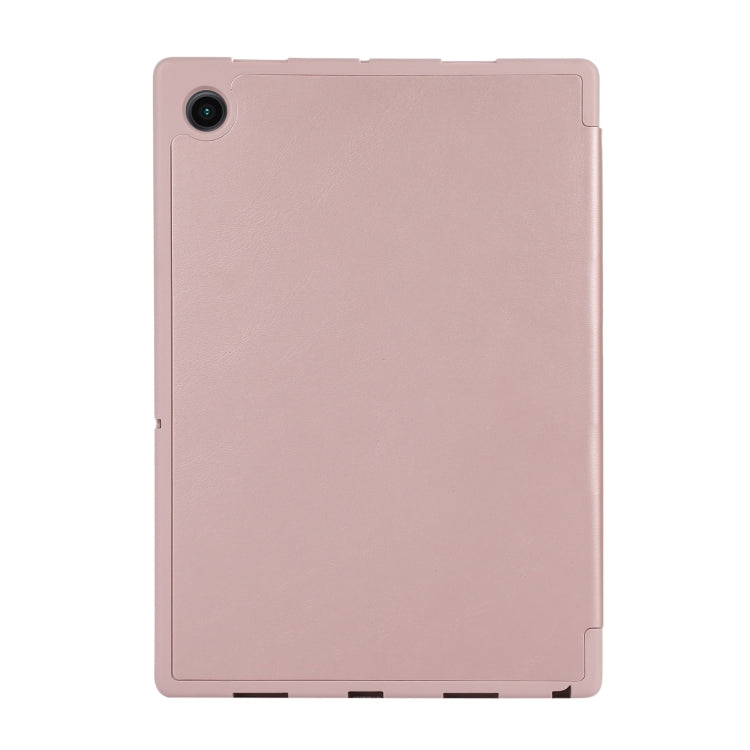 For Samsung Galaxy Tab A9+ 3-Fold Pure Color TPU Leather Tablet Case with Pen Slot(Pink) by bashfashion