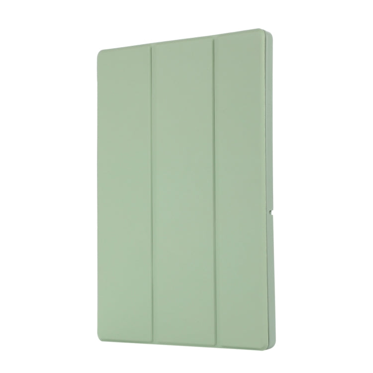 For Samsung Galaxy Tab A9+ 3-Fold Pure Color TPU Leather Tablet Case with Pen Slot(Green) by bashfashion