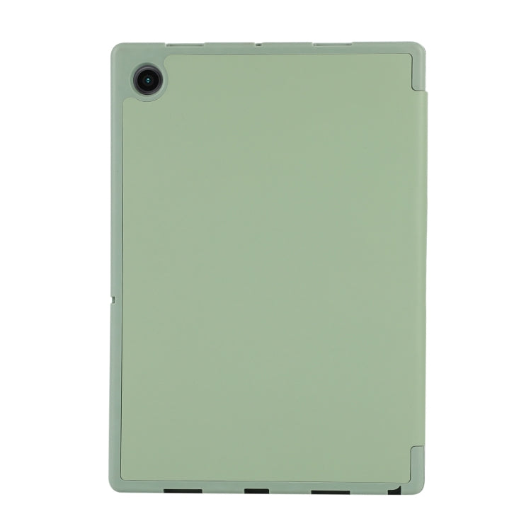 For Samsung Galaxy Tab A9+ 3-Fold Pure Color TPU Leather Tablet Case with Pen Slot(Green) by bashfashion