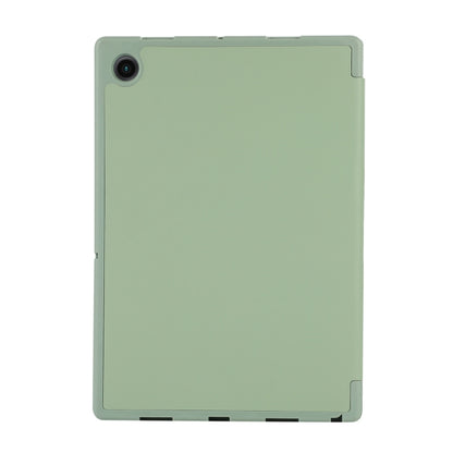 For Samsung Galaxy Tab A9+ 3-Fold Pure Color TPU Leather Tablet Case with Pen Slot(Green) by bashfashion